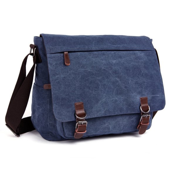 Canvas crossbody messenger bag with front zipper - Picture 4 of 8